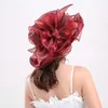 1 st elegant Bow Lady Hat Summer Organza Wide Brim Sunscreen Derby Hats for Women Church Wedding Beach Sun Cap 240425