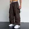 Koreańskie hajuku duże spożycie spadochronowe Mężczyźni streetwear vintage Y2K Hip Hop szerokie joggery nogi workowate spodnie dresowe Techwear 240517