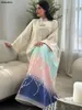Etnische kleding Siskakia Muslim Dubai Fashion Floral Jacquard Gradiënt kleur elegante lange jurk Marokkaanse Arabische Kaftan Islam Saudi Abayas