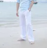 رجال من الكتان سراويل الصيف الصلبة شاطئ عرضية سراويل طويلة كبيرة الحجم