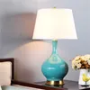 Lampes de table 8 m de lampe en céramique cuivre contemporain luxe bleu pâle clair LED pour le lit à la maison