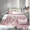 Beddengoed sets 600TC eucalyptus lyocell wit roze elegante romantische set zachte zijdeachtige bloemen borduurwerk dekbedoverkapskussencases