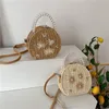 Fabrikauslass -Umhängetaschen 2 Farben klein und frisch Finalisieren Sie das Design Rundschild gewebter Strandtasche süße Perlen Perlen Handtasche Elegante Sticktaschen Handtaschen 1907#