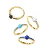 ALLNOEL 925 Sterling Silver Candy Style Rings for Women Blue Onyx Lapis Lazuli Turquoise Stone Gold Plated Vintage Fine Jewelry 240509