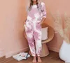 Automne Winter Loungewear Women Pyjama Set Tiedye Home Wear Lounge Set Vres-Moins Femmes Long Manches Lounge Wear Wearwear 2103264727410