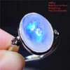 Natural Moonstone Blue Light Ring Adjustable Femme Crystal 14x10 mm ovale 925 Silver Silver Moonstone Beads Stone Aaaaa 240509