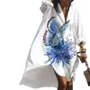 Casual Dresses Women's Retro Print Loose Fashion Dress Style 3/4 Sleeve Shirt V Neck Seaside Beach Party