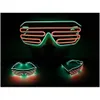 Favor favorita neon piscando o obturador iluminação rave copos el fios led óculos de sol LED GLOW DJ Costumes para Halloween Natal Bar Decora Dhufm