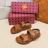 Single Thick Sole Sponge Cake Sole Velcro Sandals Summer New Leather Versatile Open Toe Strap Beach Shoes For Women 415