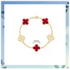 med Box Classic 4/4 Clover Women's Jewelry Designer Armband White Red Blue Agate Shell Mother-of-Pearl Charm Armband 18K Gold Plated Luxury Wedding Fashion SMYELLTY