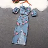Work Dresses Summer Women Sexy Internet Celebrity Sweet And Spicy Floral Suit Skirt Knotted Short Sling High Waist Slit Mid