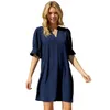 Nieuwe dames zomer gegolfde mouw polyester shift jurk vrouwen ast2284464