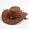 Chapeaux de cowboy occidentaux à grand bord vintage pour les hommes femmes artificielles en daim gentleman cowgirl jazz chapeau sombrero hombre cap 240518