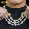 Fashion Hip Hop Iced Out Sier Moisanite Diamond Ball Ball Cuban Chains Men Femmes Collier de conception de trèfle et bracelet