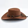 Chapeaux de cowboy occidentaux à grand bord vintage pour les hommes femmes artificielles en daim gentleman cowgirl jazz chapeau sombrero hombre cap 240518