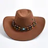 Chapeaux de cowboy occidentaux à grand bord vintage pour les hommes femmes artificielles en daim gentleman cowgirl jazz chapeau sombrero hombre cap 240518