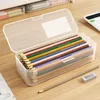 Cajas de lápices Oficina de la escuela de almacenamiento de bolígrafos Caja de plástico simple Suministros de papelería de gran capacidad
