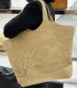Torba designerska moda raffias słomka torby na ramię luksusowe torebki damskie duże zdolności torby plażowe luksusy Najwyższa jakość prawdziwa skórzana torba z metalową literą
