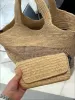 Torba designerska moda raffias słomka torby na ramię luksusowe torebki damskie duże zdolności torby plażowe luksusy Najwyższa jakość prawdziwa skórzana torba z metalową literą
