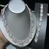 وصل أعلى جودة الجودة Micro Cz Iced Out Bling Women Jewelry Jewelry Infinity Heart Charm Link Luxury Bracelet Nectlace Sets 240508