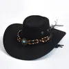 Chapeaux de cowboy occidentaux à grand bord vintage pour les hommes femmes artificielles en daim gentleman cowgirl jazz chapeau sombrero hombre cap 240518