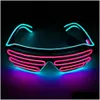 Favor favorita neon piscando o obturador iluminação rave copos el fios led óculos de sol LED GLOW DJ Costumes para Halloween Natal Bar Decora Dhufm