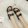 Single Thick Sole Sponge Cake Sole Velcro Sandals Summer New Leather Versatile Open Toe Strap Beach Shoes For Women 415