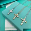 Chains Top Quality Cross Diamond Pendant Necklace Designer For Women 925 Sterling Sier Jewelry Retro Vintage Necklaces Mens Chain Part Ot407