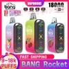 Orijinal patlama roket 18000 puflar tek kullanımlık vapes puf 18k vape kalem patlama 26ml önceden doldurulmuş kartuşlar kapsül 650 mAh şarj edilebilir pil LED açık renkli kit