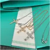 Chains Top Quality Cross Diamond Pendant Necklace Designer For Women 925 Sterling Sier Jewelry Retro Vintage Necklaces Mens Chain Part Ot407