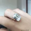 Eheringe Sterling Sier Golden Engagement Emerald geschnittener Ring Simuliertes Diamant Hochzeit Sier Brautringe Frauen Schmuckliebhaber 231121
