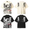 2024 NIEUWE HIPHOP STREETWEAR Volledige afdruk Was los fitting Korte mouwen oversized pure katoenen T-shirt T-shirt Tops