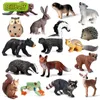 Новинка игры мини -реалистичный лесной зоопарк диких животных набор волков -медведя фигурки фигурные фигуры модели коллекция образовательная игрушка для детей подарок Y240521