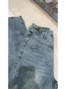 Jeans femminile fiords rivetti vintage a larga gamba donne causali lavati in alto in alto in giro coreano pantaloni in denim coreano