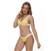 Dames zwemkleding vrouwen neopreen bikini set sexy tankini gele rugge buckle handgemaakte haak elastisch zwempak 2024 twee stukken