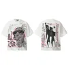 2024 NIEUWE HIPHOP STREETWEAR Volledige afdruk Was los fitting Korte mouwen oversized pure katoenen T-shirt T-shirt Tops