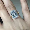 Eheringe Sterling Sier Golden Engagement Emerald geschnittener Ring Simuliertes Diamant Hochzeit Sier Brautringe Frauen Schmuckliebhaber 231121