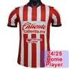 24 25 Versión de jugador de Chivas Jerseys L. Brizuela Pérez Guzmán Mozo Macias R. Cisneros Home Away Fútbol Camisas de manga corta Uniformes