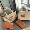 Tote bag Designer bag women's handbag luxury set embroidered shopping bag grass woven vegetable basket French style shoulder bag crossbody bag beach bag