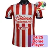 24 25 Versión de jugador de Chivas Jerseys L. Brizuela Pérez Guzmán Mozo Macias R. Cisneros Home Away Fútbol Camisas de manga corta Uniformes