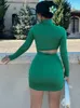 Casual Dresses Dulzura Solid Long Sleeve Cut Out Mini Dress for Women BodyCon Sexig Streetwear Party Club Outfits 2024 Spring Summer Clothes