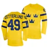 2024 IIHF Wereldkampioenschap Hockey Jersey 35 Filip Gustavsson 49 Fabian Zetterlund 65 Erik Karlsson 71 Victor Olofsson 77 Victor Hedman 90 Marcus Johansson Team