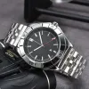 Beobachten Sie Quarzherren Uhren 42mm Silber Armband wasserdicht alle Edelstahl Armband Fashion Designer Armbandwatch BRE36