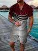 Men Sets Athleisure Short Sleeve Zipper Polo Shirt Shorts Set 2 Piece Summer Mens Fashion 240515
