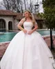 Perlen arabisch exquisite Brautkleider Ballkleid von der Schulterspitze Brautkleid Illusion Langarm maßgeschneiderte Kleider