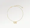 Avec boîte de nouveaux concepteurs classiques Diamond Dual Heart Pendants Colliers 18K Collier Love Gold plaqué pour les femmes