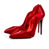 Lyx klackar kvinnor designer röda botten klänning skor med låda hög klack sexig punkt tå pumpar stilettkontor slingback sandaler röda ensamma loafers chaussures dhgate