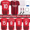 AC 24 25 Milan Rafa Lea Soccer koszulki 2024 Giroud Pulisic Theo Reijnders koszulka Romagnoli S.castiljo Reijnders Loftus-Cheek Football Fan Fan Fan Kit Kids Kit Kid