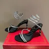  Tasarımcı Sandallar Kristal Avize Yüksek topuklu sandalet Kadın Peri Tarzı Elmas Serpantin Sarılmış Roman Yüksek Topuklu 9.5cm 35-43 Kutu