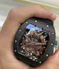 Lyxiga män mekanik tittar på rm armbandsur fiberklockor för män silikon män kronograf